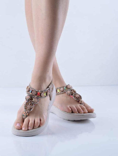 Vizon Taşlı  Yazlık  Parmak Arası Yazlık Sandalet
