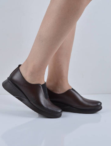 Kahverengi Dolgu Taban Hakiki Deri Ortopedik Bot