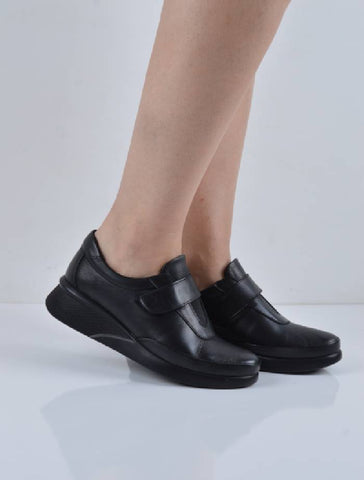 Siyah Dolgu Taban Hakiki Deri Ortopedik Bot