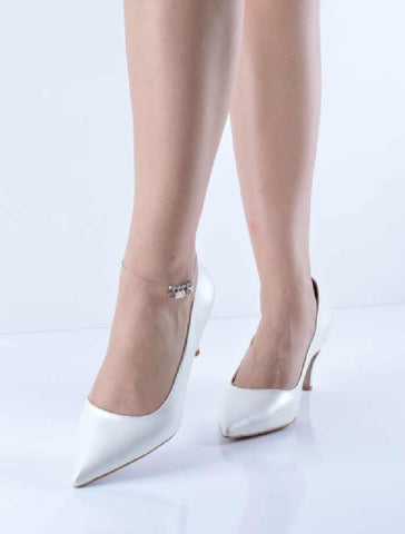 Sedef Cilt İnce Kısa Topuk Stiletto