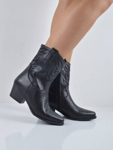 Siyah Cilt Kısa Kovboy Bot