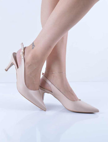 Ten Cilt Arka Açık İnce Kısa Topuk Stiletto