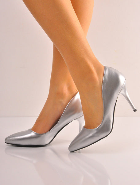 Gümüş Levazım Stiletto İnce Topuklu Ayakkabı