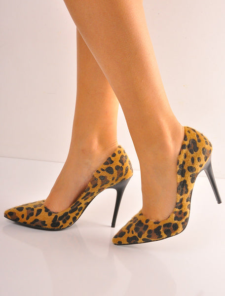 Leopar Leopar Desenli İnce Topuk Stiletto Ayakkabı