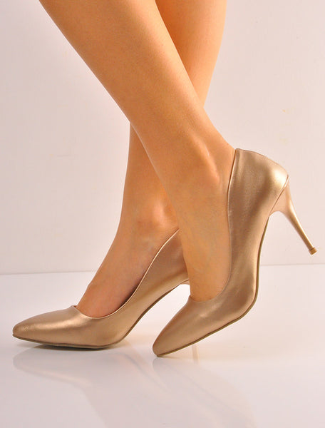 Altın Levazım Stiletto İnce Topuklu Ayakkabı