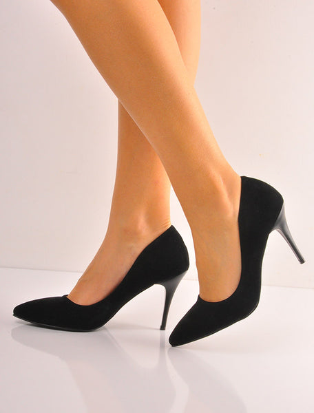 Siyah Süet Stiletto İnce Topuklu Ayakkabı