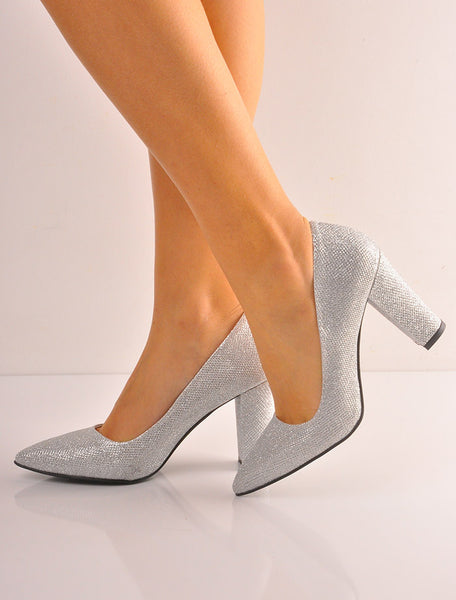 Gümüş Çizgili Stiletto Topuklu Ayakkabı