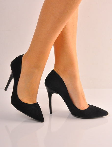 Siyah Süet Stiletto İnce Topuklu Ayakkabı