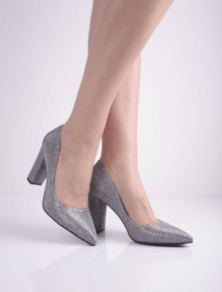 Vizon Çizgili Stiletto  Kalın Topuklu Ayakkabı